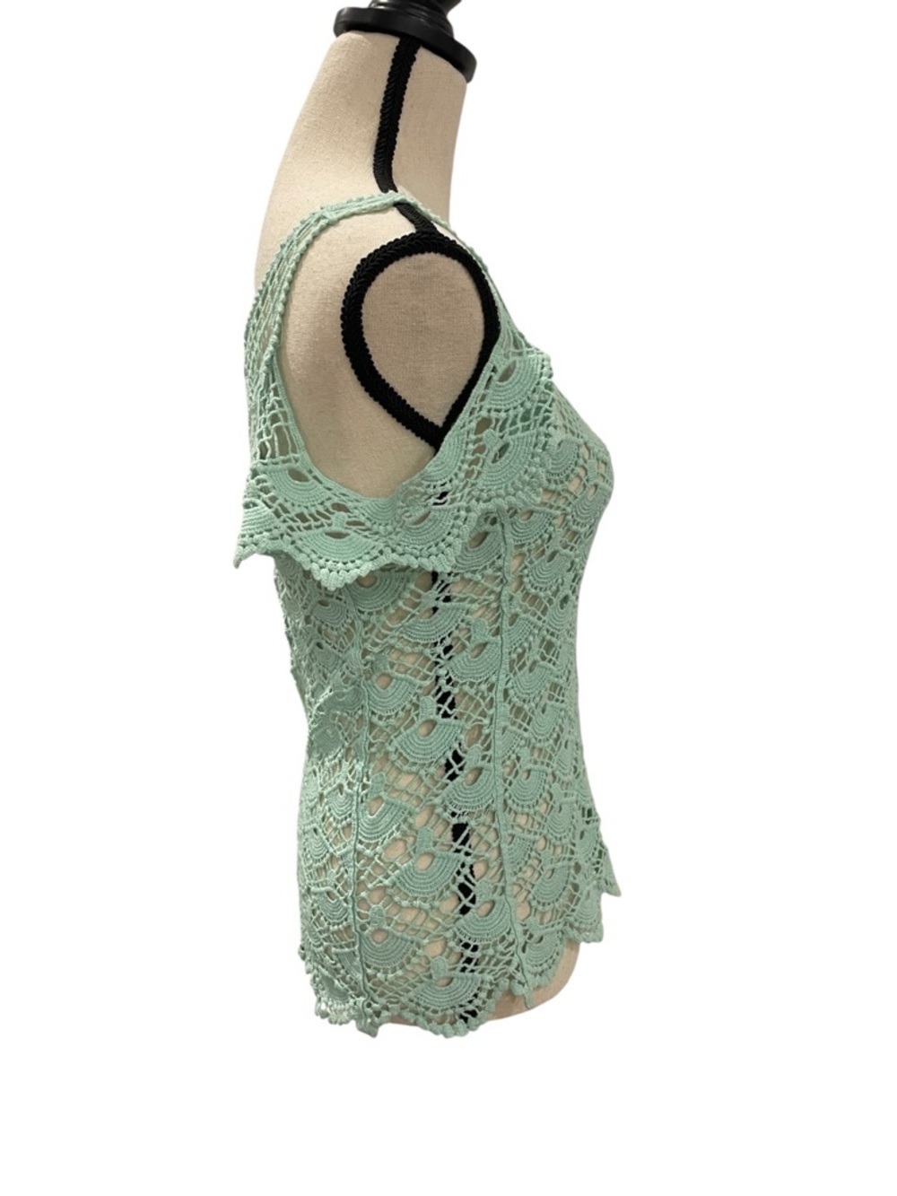 Women's Crochet Cold-Shoulder Top - Mint Green - Picture 4 of 4